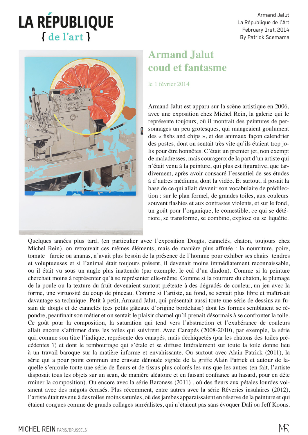 Armand Jalut coud et fantasme - La Rpublique de l'art