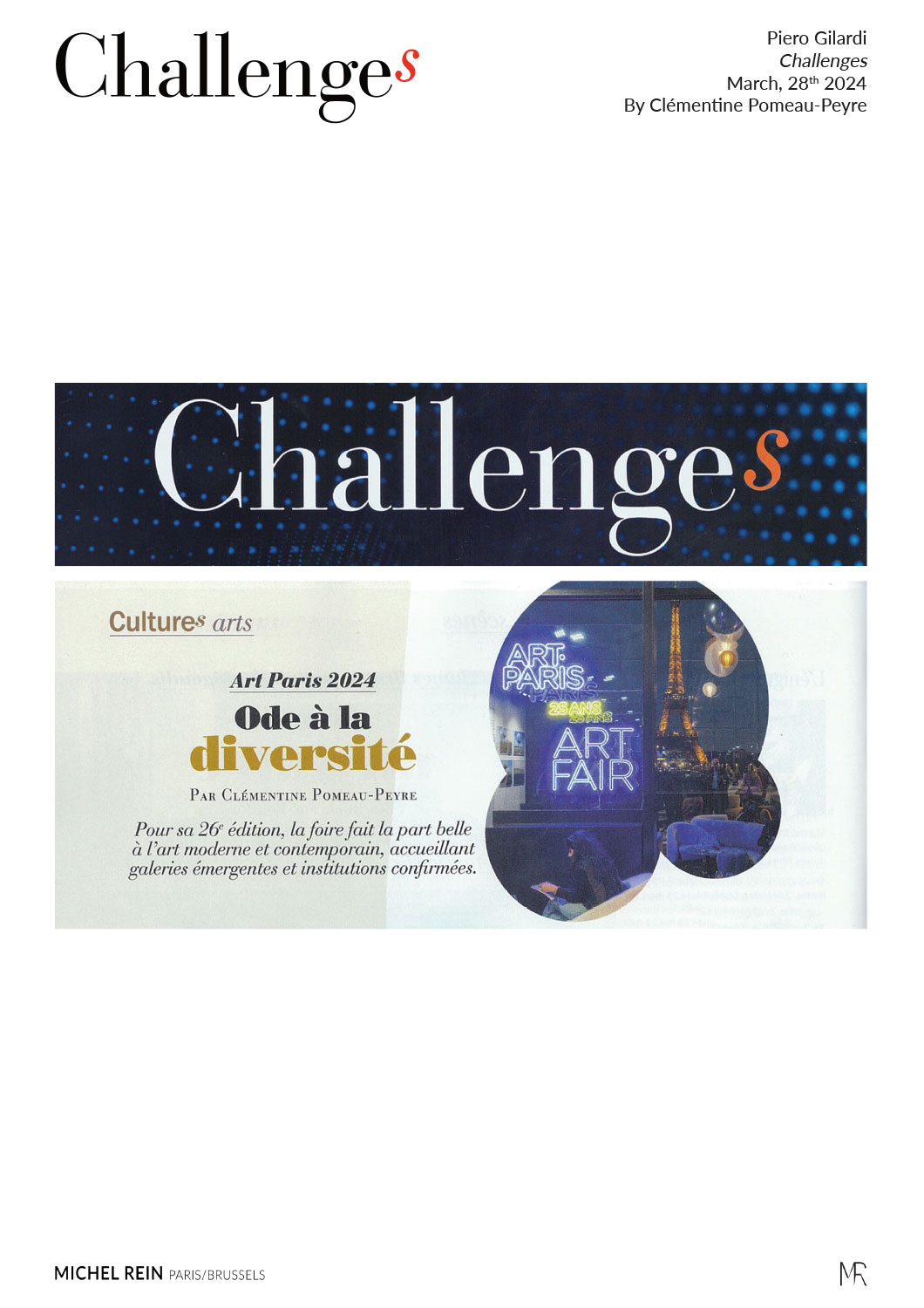 Art Paris 2024 - Ode  la diversit - Challenges