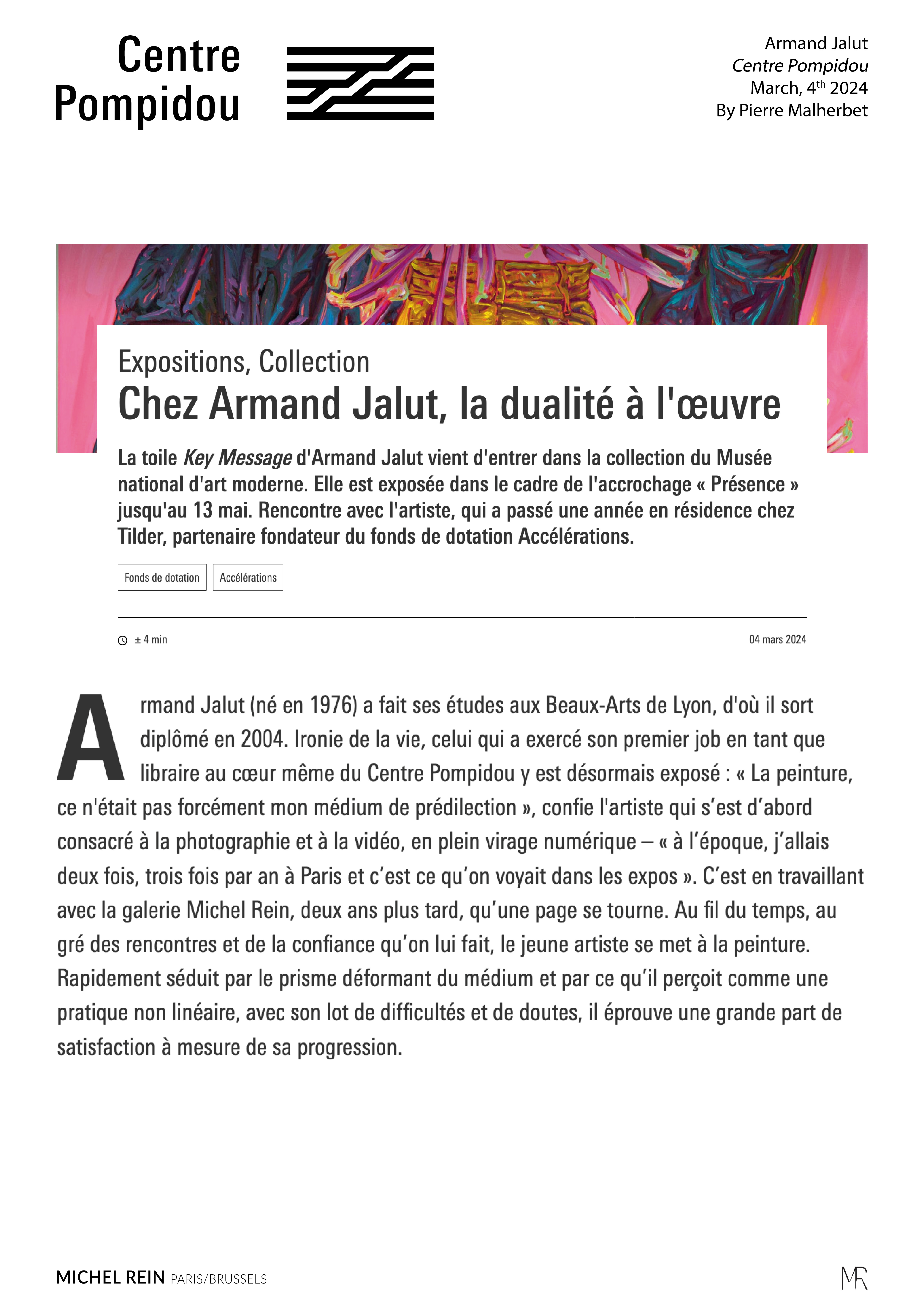 Chez Armand Jalut, la dualit  l'uvre - Centre Pompidou