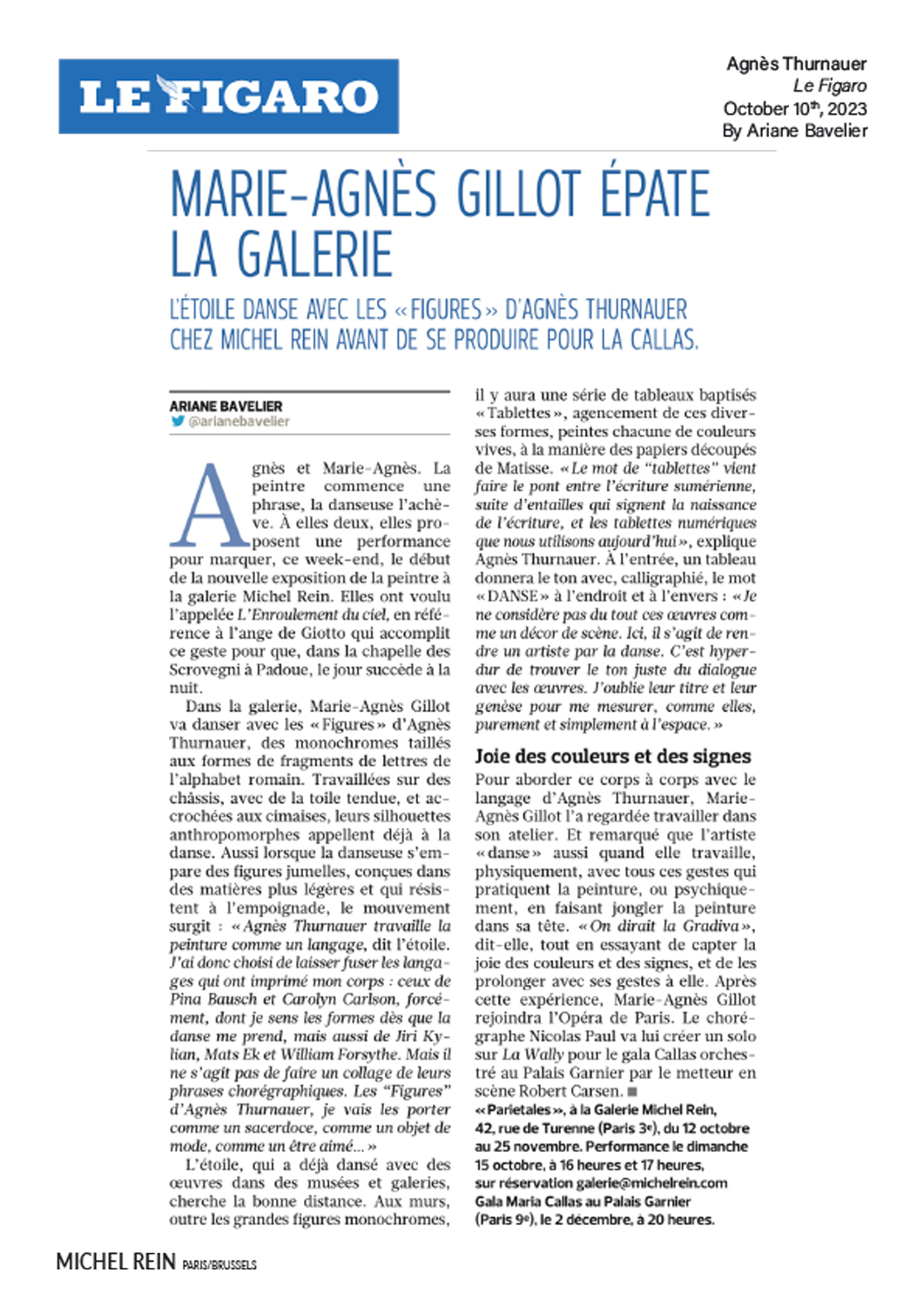 Marie Agns Gillot pate la galerie - Le Figaro