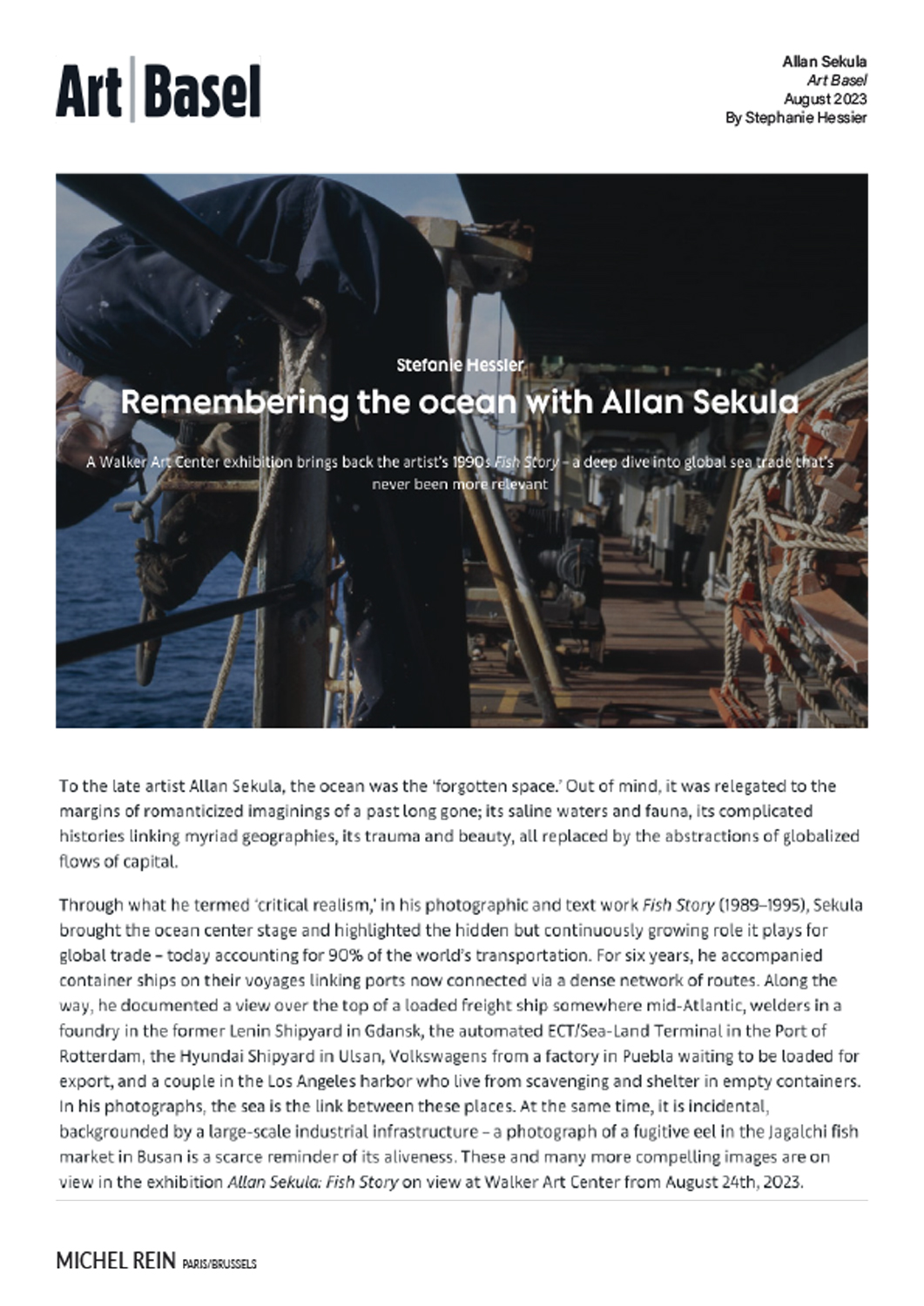 Remembering the ocean with Allan Sekula - Art Basel