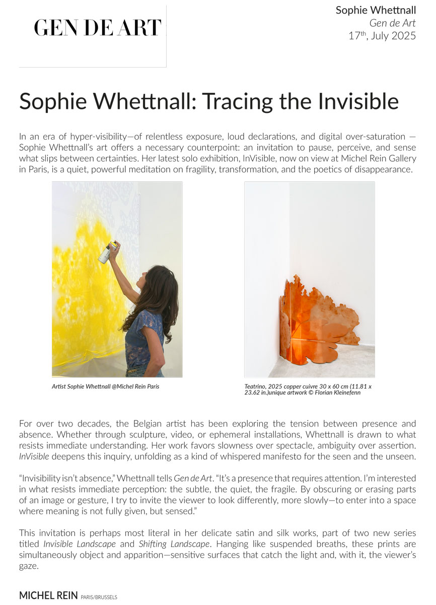 Sophie Whettnall: Tracing the Invisible - Gen de Art