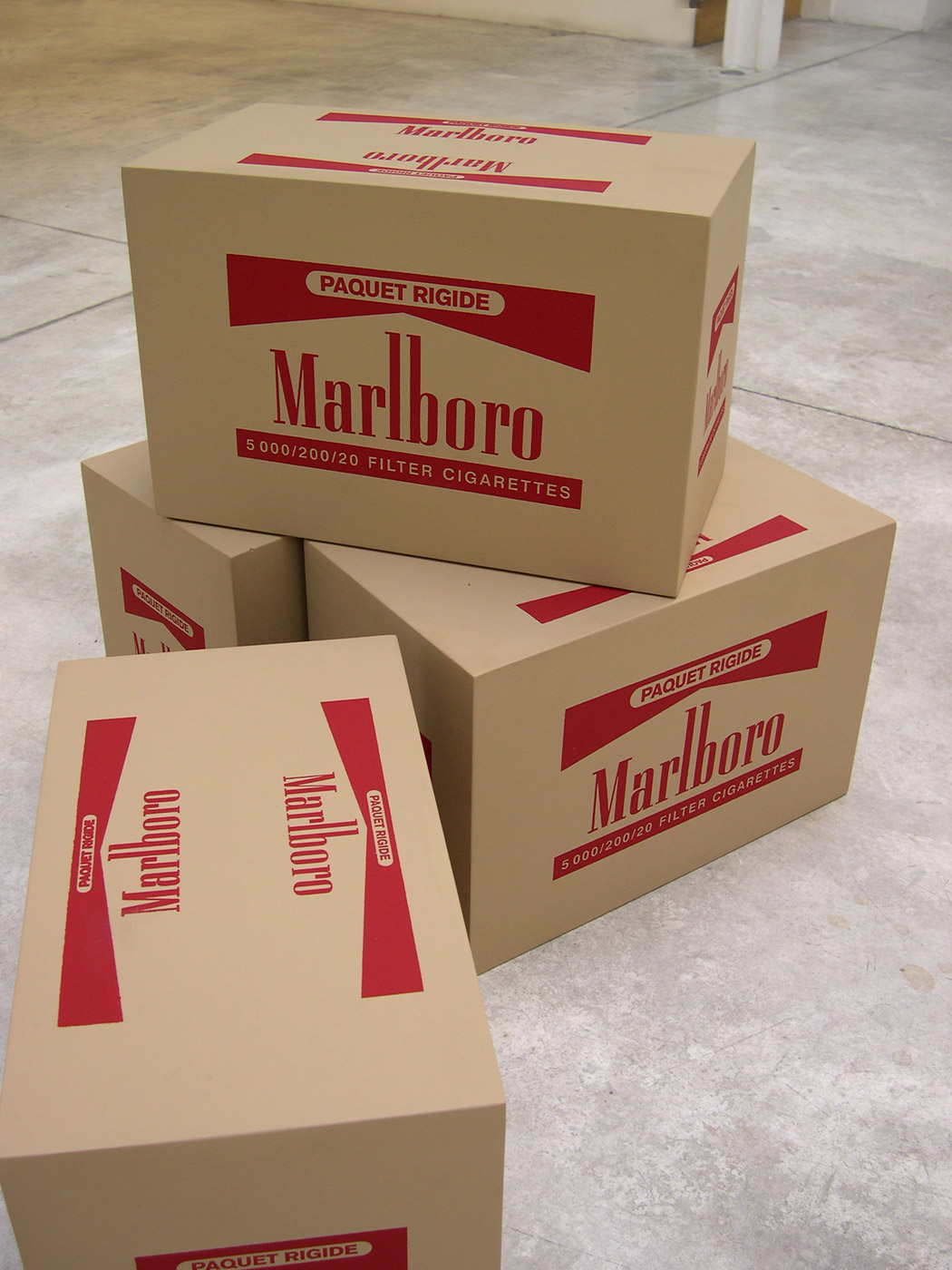 Marlboro boxes - Silkscreen, Plywood, Paint, Stefan Nikolaev