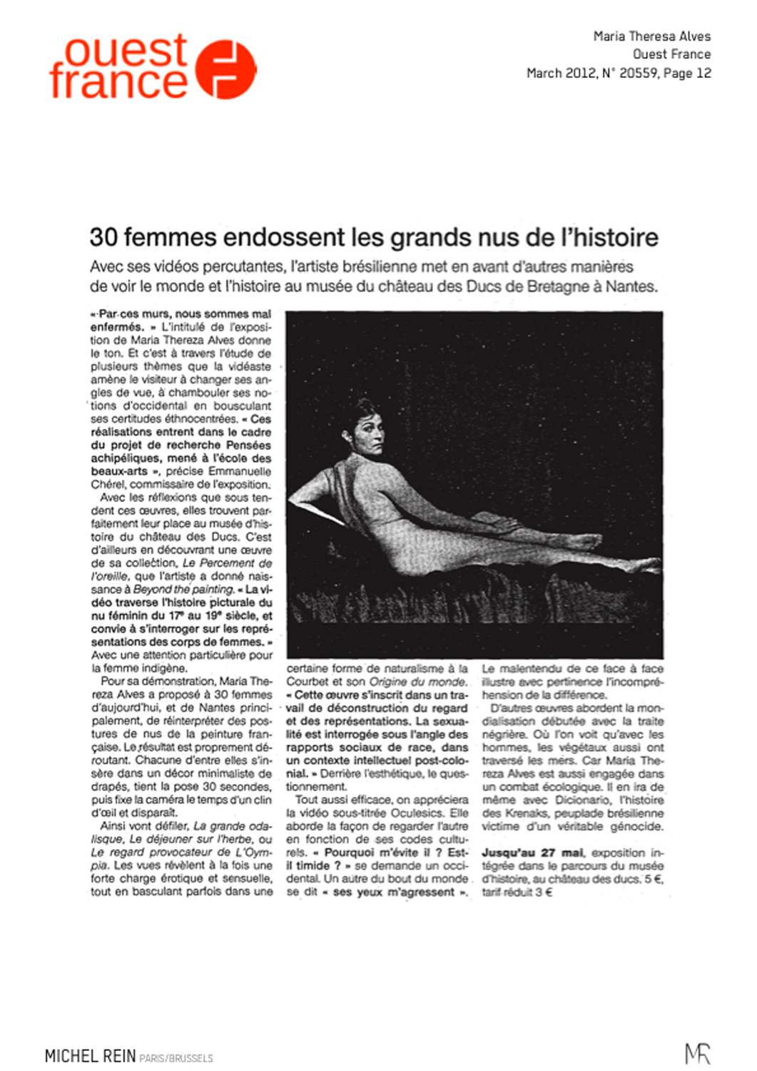 30 femmes endossent les grands nus de l'histoire - Ouest France 
