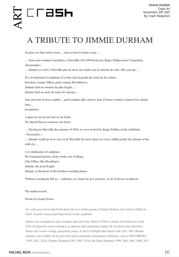 A TRIBUTE TO JUMMIE DURHAM - Art Crash