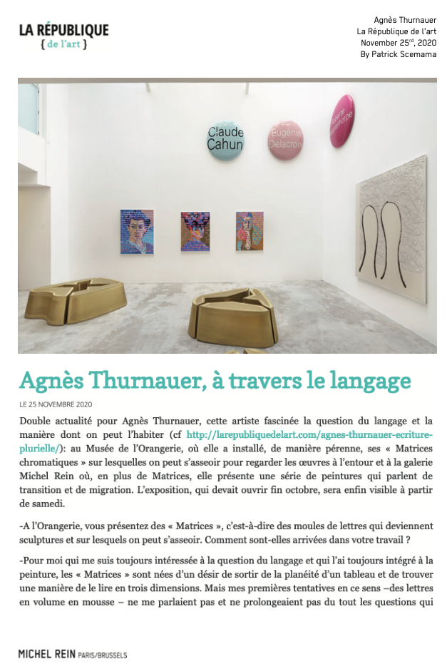 Agns Thurnauer,  travers le langage - La Rpublique de l'art