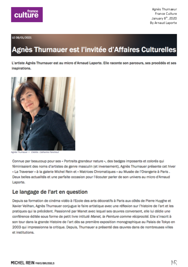 Agnes Thurnauer - France Culture