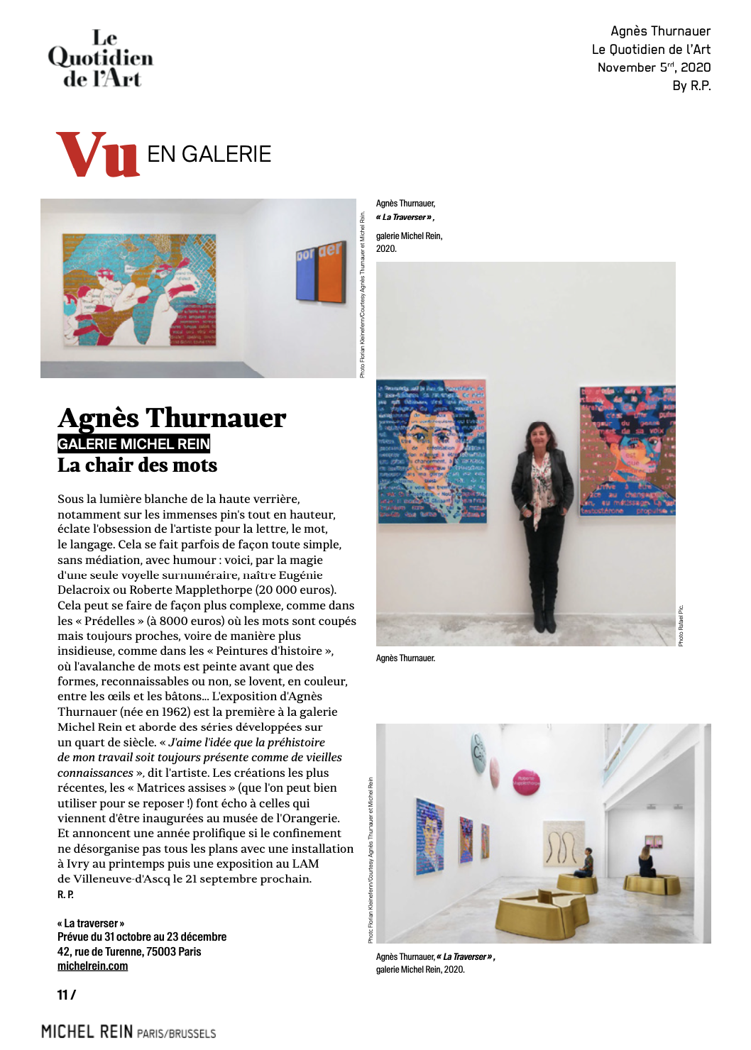 Agns Thurnauer - La chair des mots - Le Quotidien de l'Art