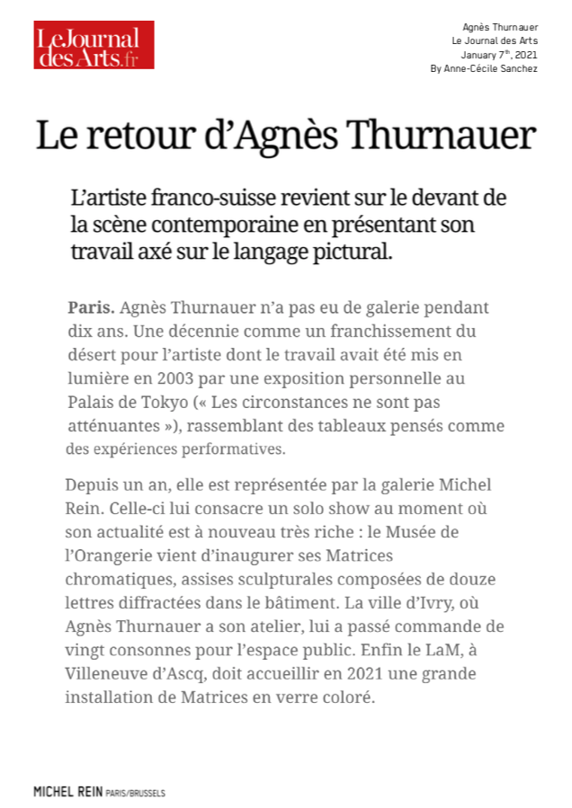 Agnes Thurnauer - Le Journal Des Arts