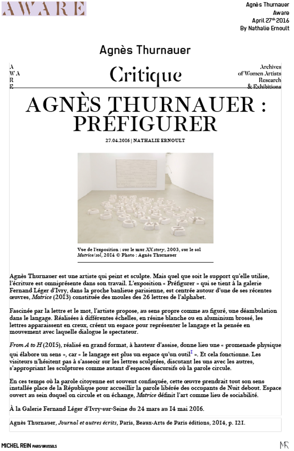 Agns Thurnauer : Prfigurer - Aware