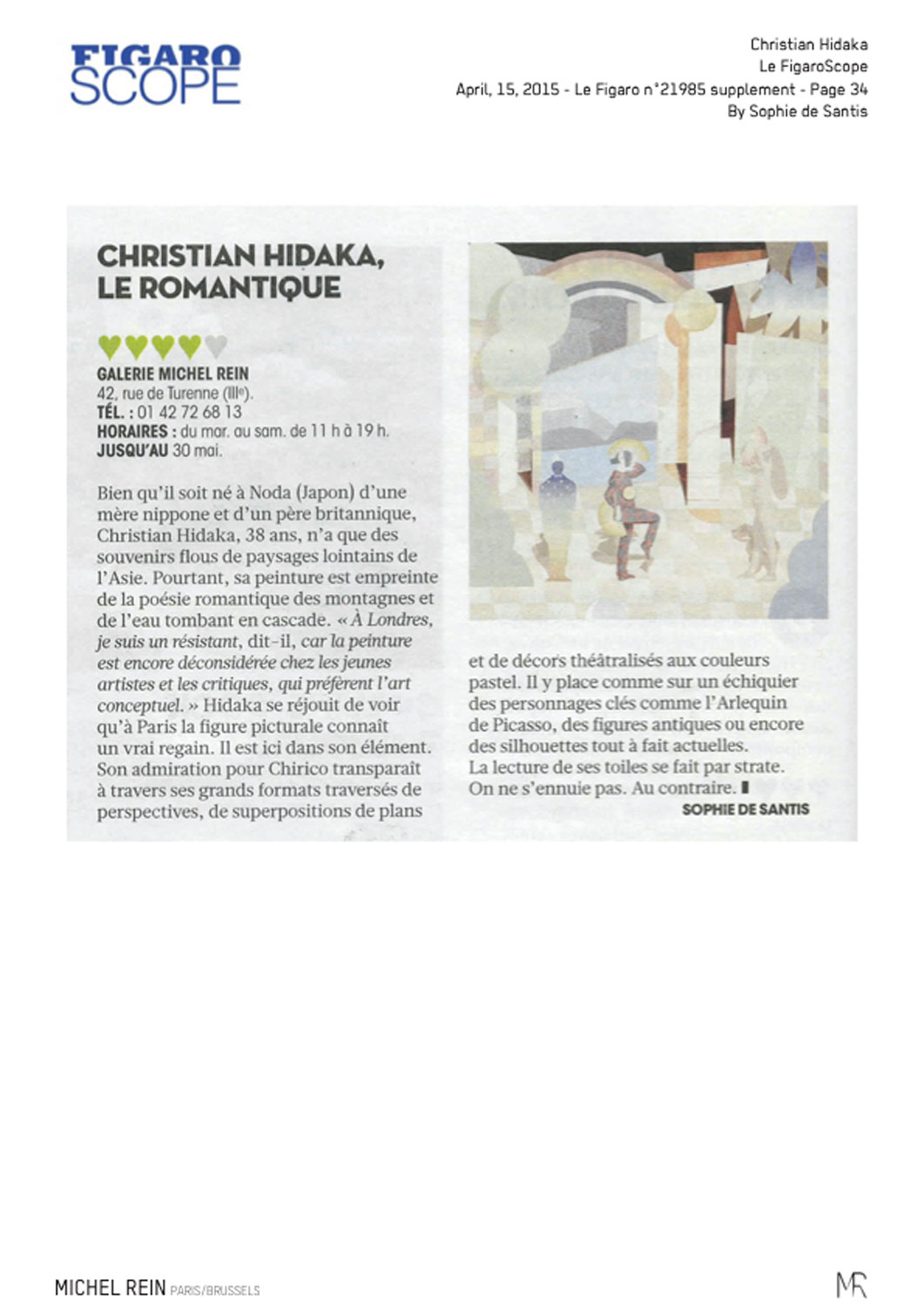 Christian Hidaka, Le Romantique - Le FigaroScope