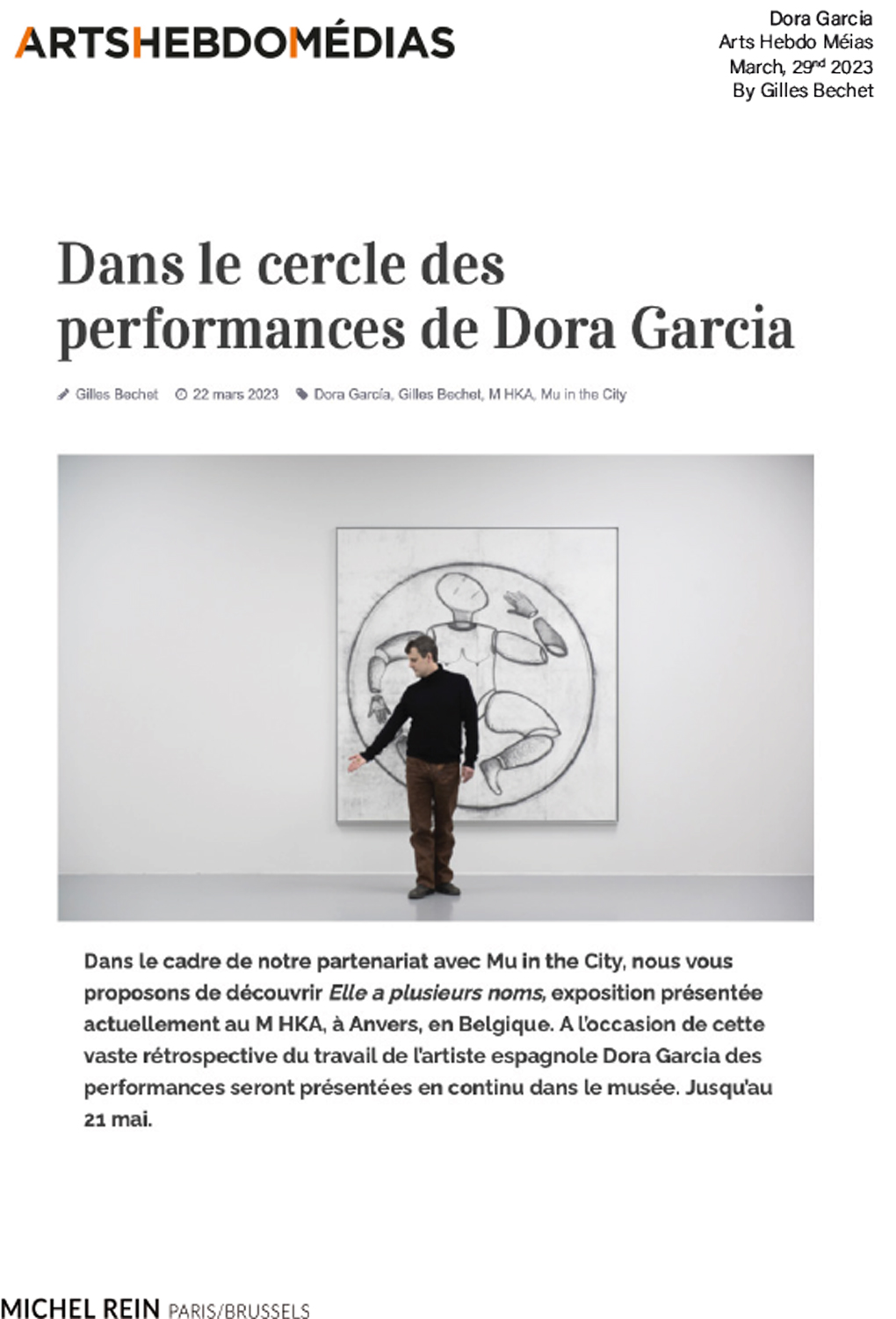 Dans le cercle des performances de Dora Garcia - Arts Hebdo Médias