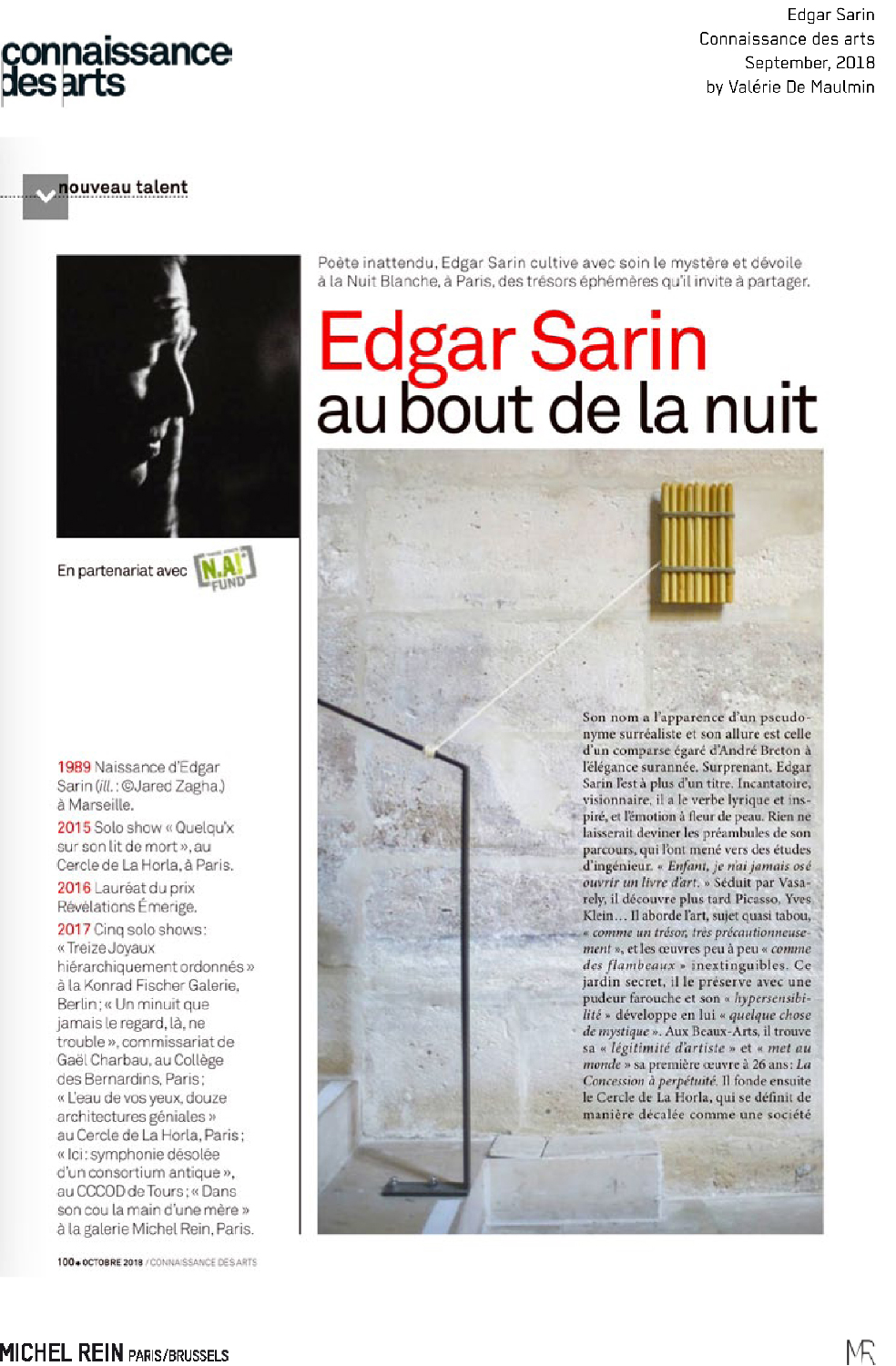 Edgar Sarin  - Connaissance des Arts