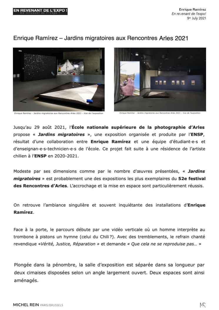 Enrique Ramirez - Jardins migratoires aux Rencontres Arles 2021 - En revenant de l'expo!
