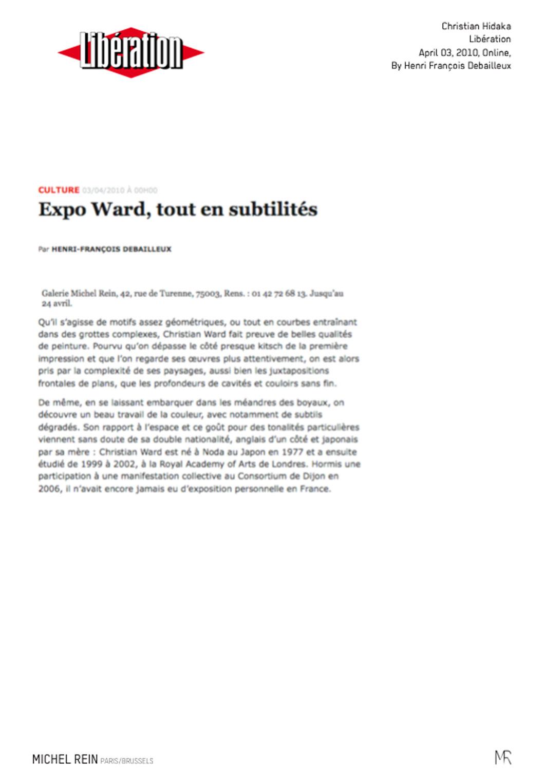 Expo Ward, tout en subtilits - Libration