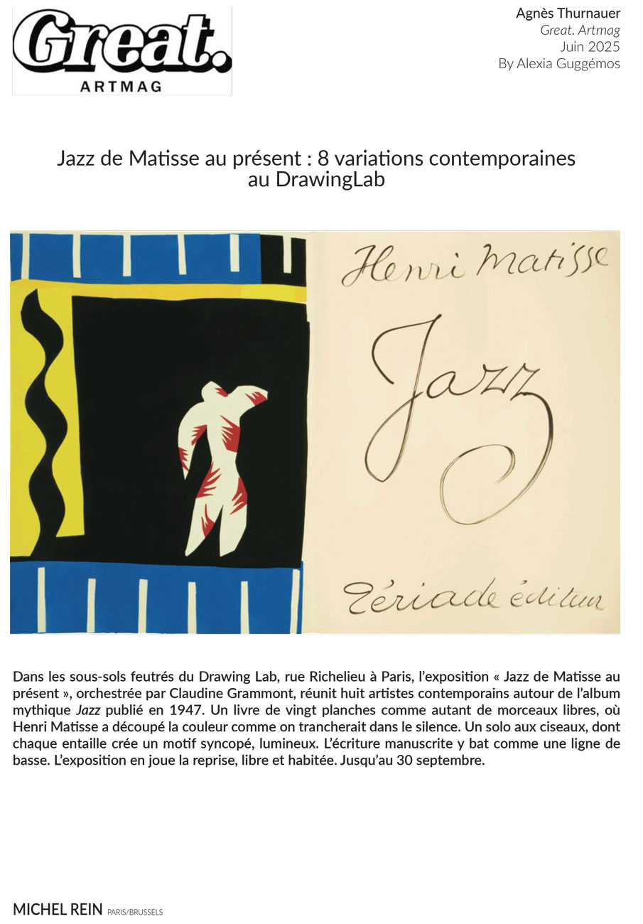 Jazz de Matisse au prsent : 8 variations contemporaines au DrawingLab - Great.Artmag