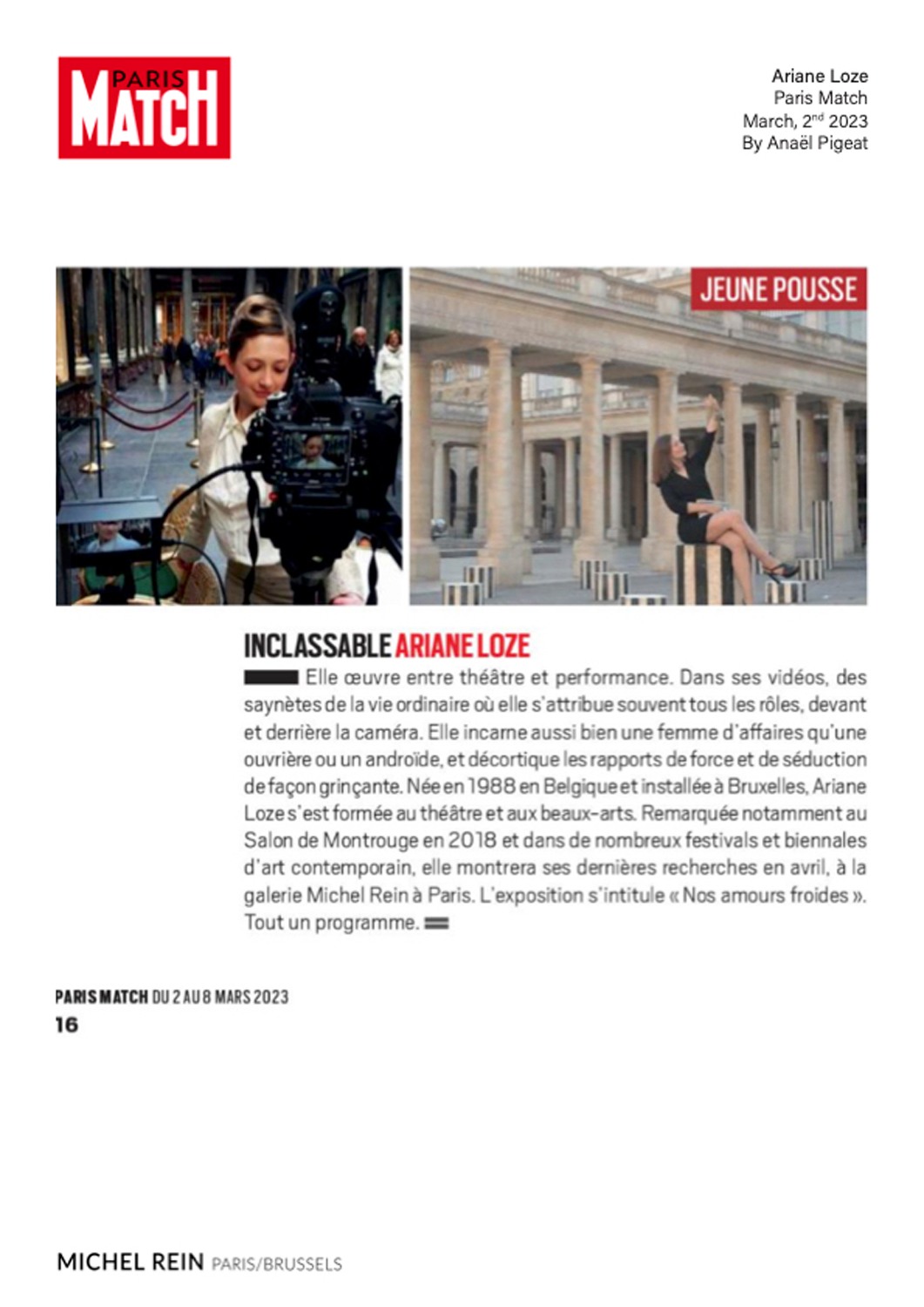 Jeune Pousse - Inclassable Ariane Loze - Paris Match