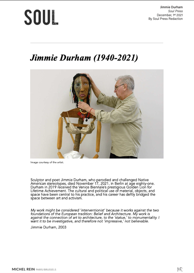 Jimmie Durham, 1940 - 2021 - Soul Press