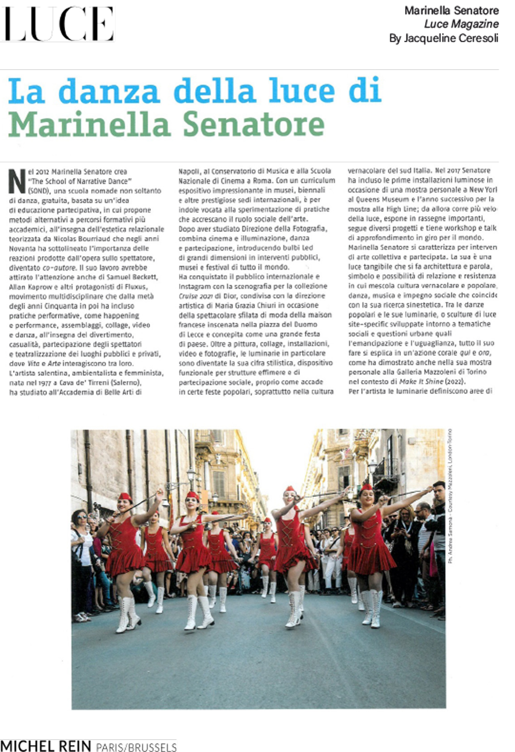 La danza della luce di Marinella Senatore - Luce Magazine