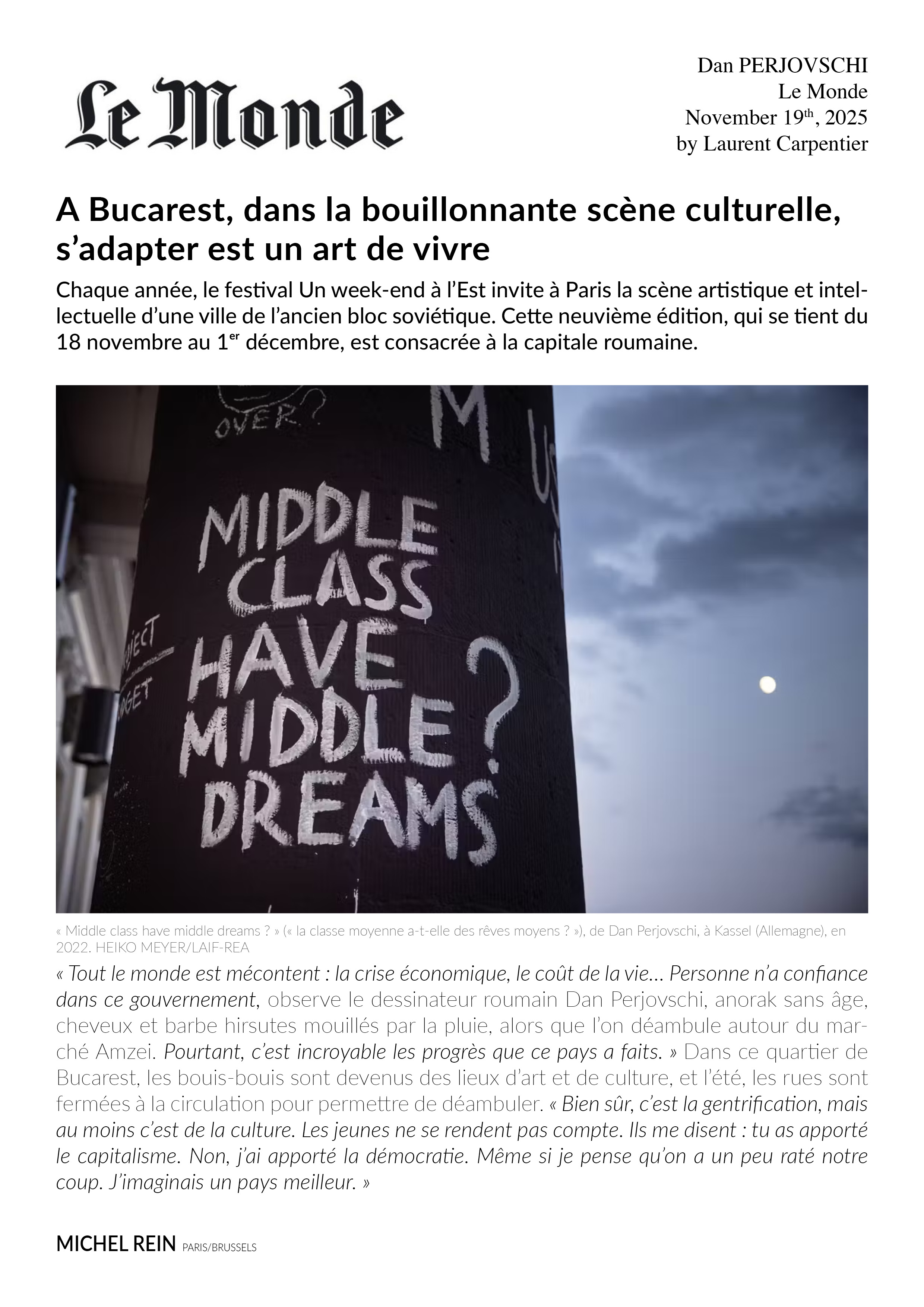 A Bucarest, dans la bouillonnante scne culturelle, s'adapter est un art de vivre - Le Monde