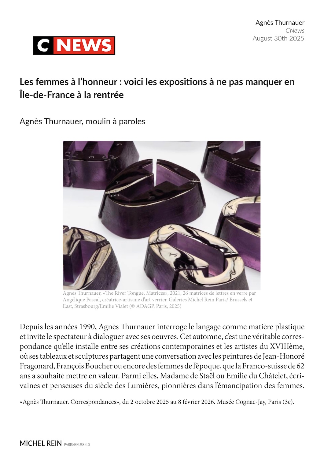 Les femmes  l'honneur : voici les expositions  ne pas manquer en le-de-France  la rentre - CNews
