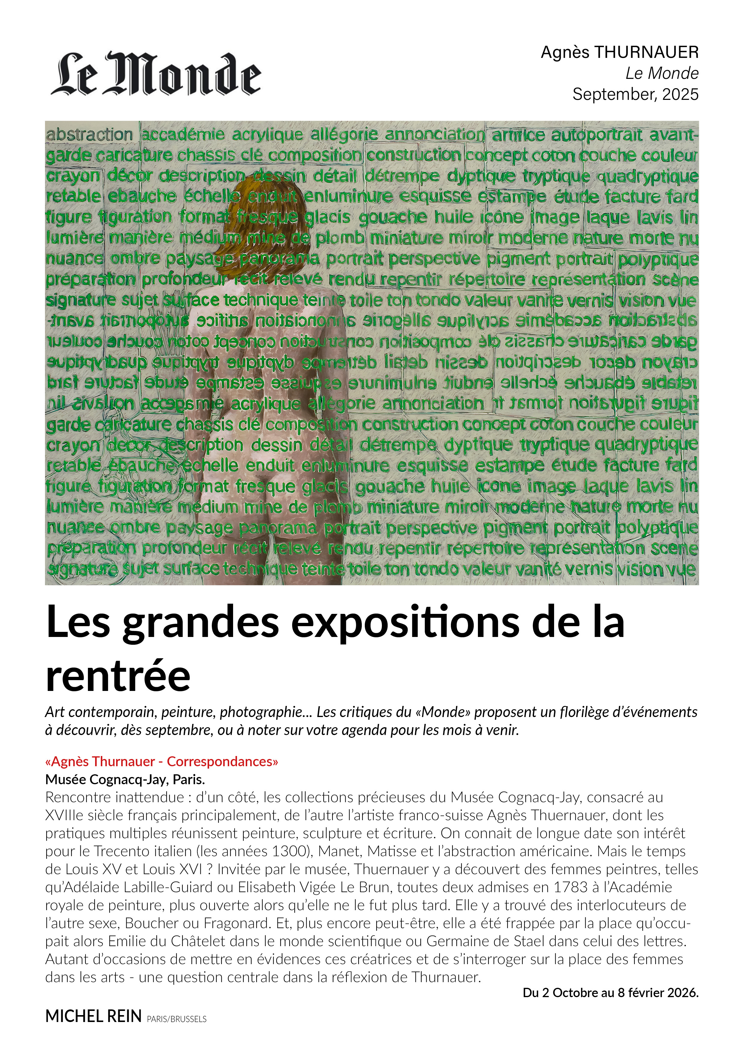 Les grandes expositions de la rentre - Le Monde