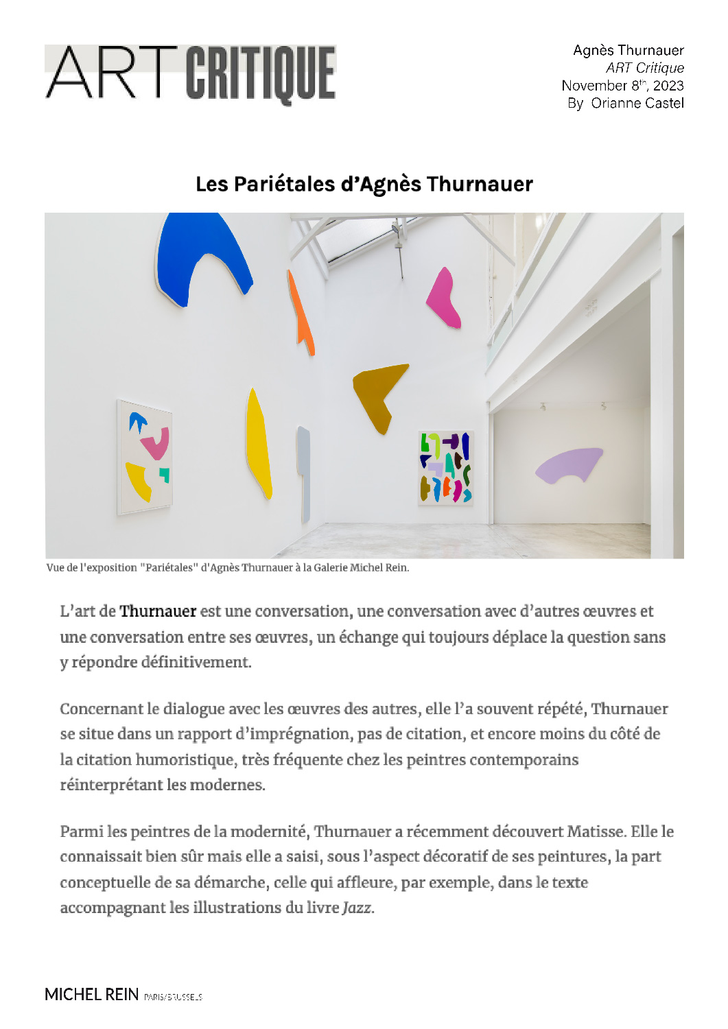 Les Pariétales d'Agnès Thurnauer - Art Critique