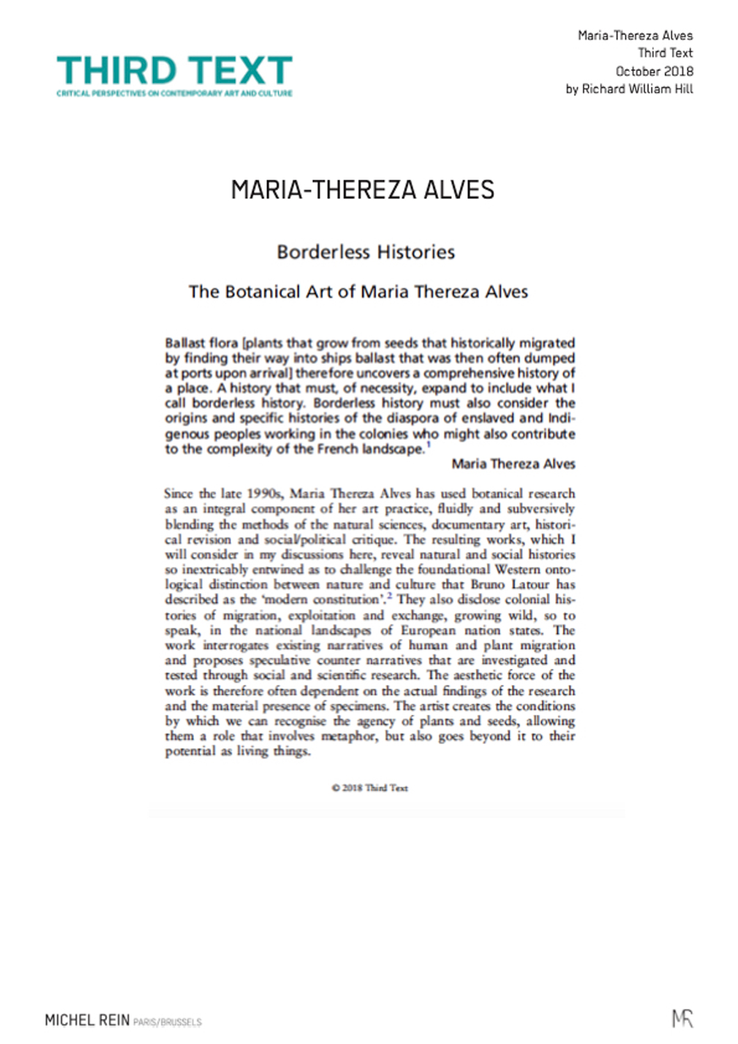 Maria Thereza Alves - Third Text