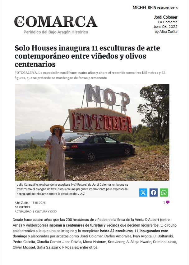 Solo Houses inaugure 11 sculptures d'art contemporain entre les vignes et les oliviers centenaires - La Comarca