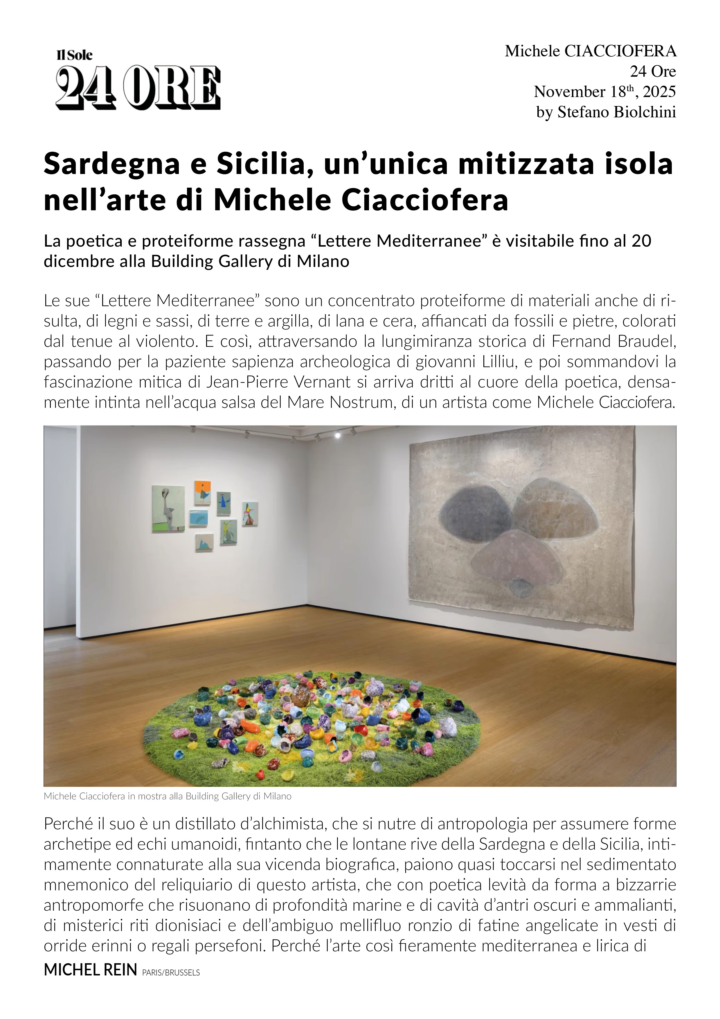 Sardegna e Sicilia, un'unica mitizzata isola nell'arte di Michele Ciacciofera - 24 Ore