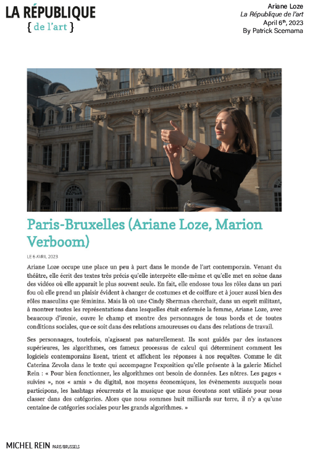 Paris-Bruxelles (Ariane Loze, Marion Verboom) - La Répubique de l'art