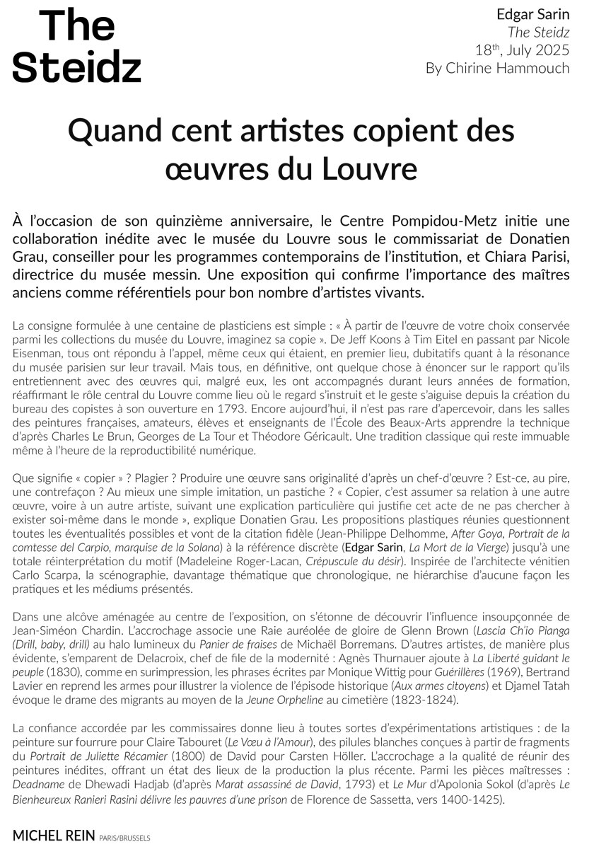 Quand cent artistes copient des œuvres du Louvre - The Steidz