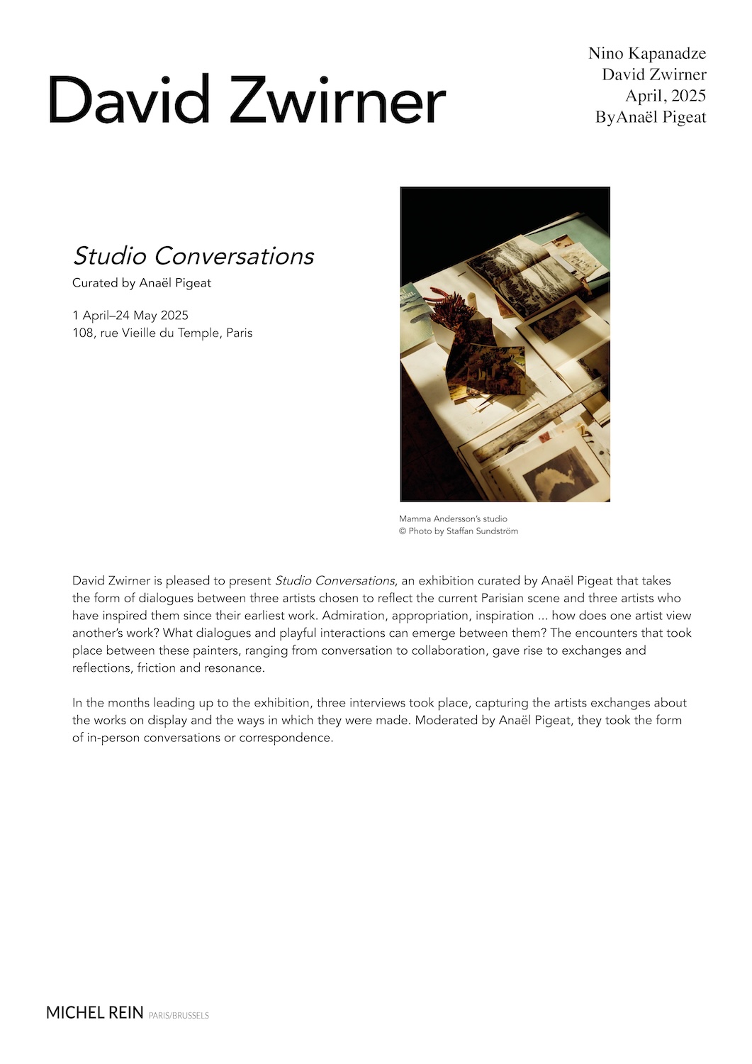 Studio Conversations - David Zwirner