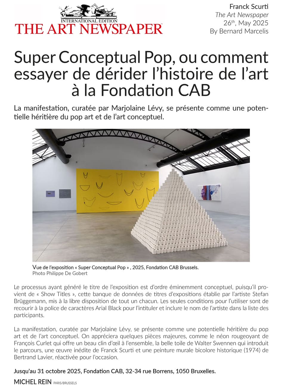 Super Conceptual Pop, ou comment essayer de drider l'histoire de l'art la Fondation CAB - The Art Newspaper