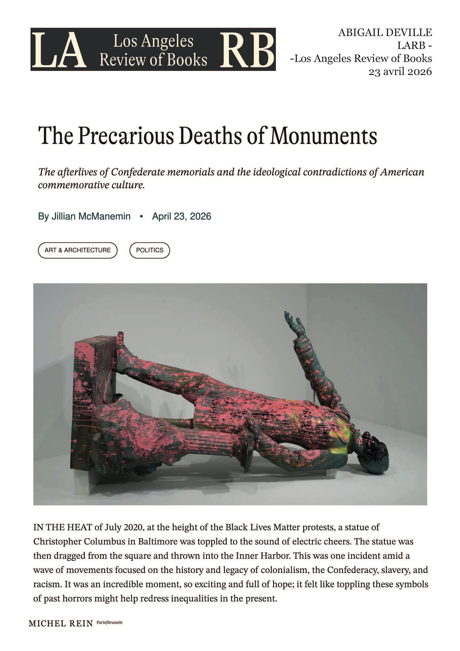The Precarious Deaths of Monuments - LARB
