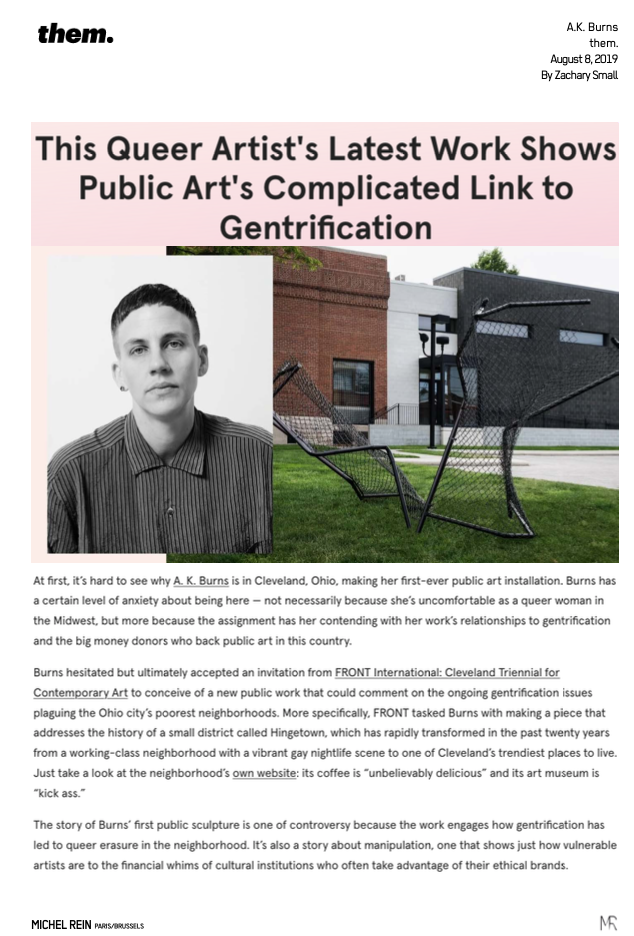 This Queer Artist's Latest Work Shows Public Art's Complicated Link to Gentrification - them