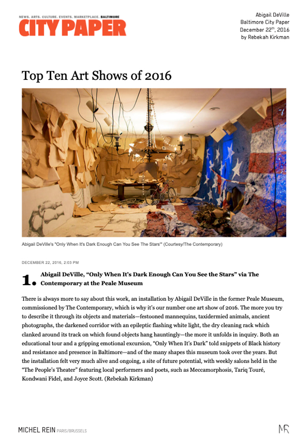 Top Ten Art Shows of 2016 - City Paper