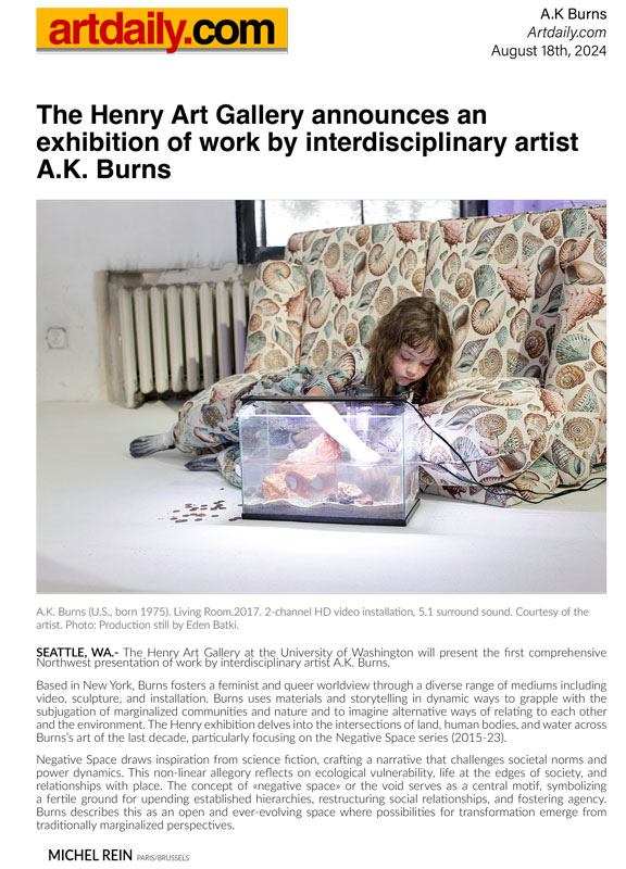 The Henry Art Gallery announces an exhibition of work by interdisciplinary artist A.K. Burns - Artdaily.com