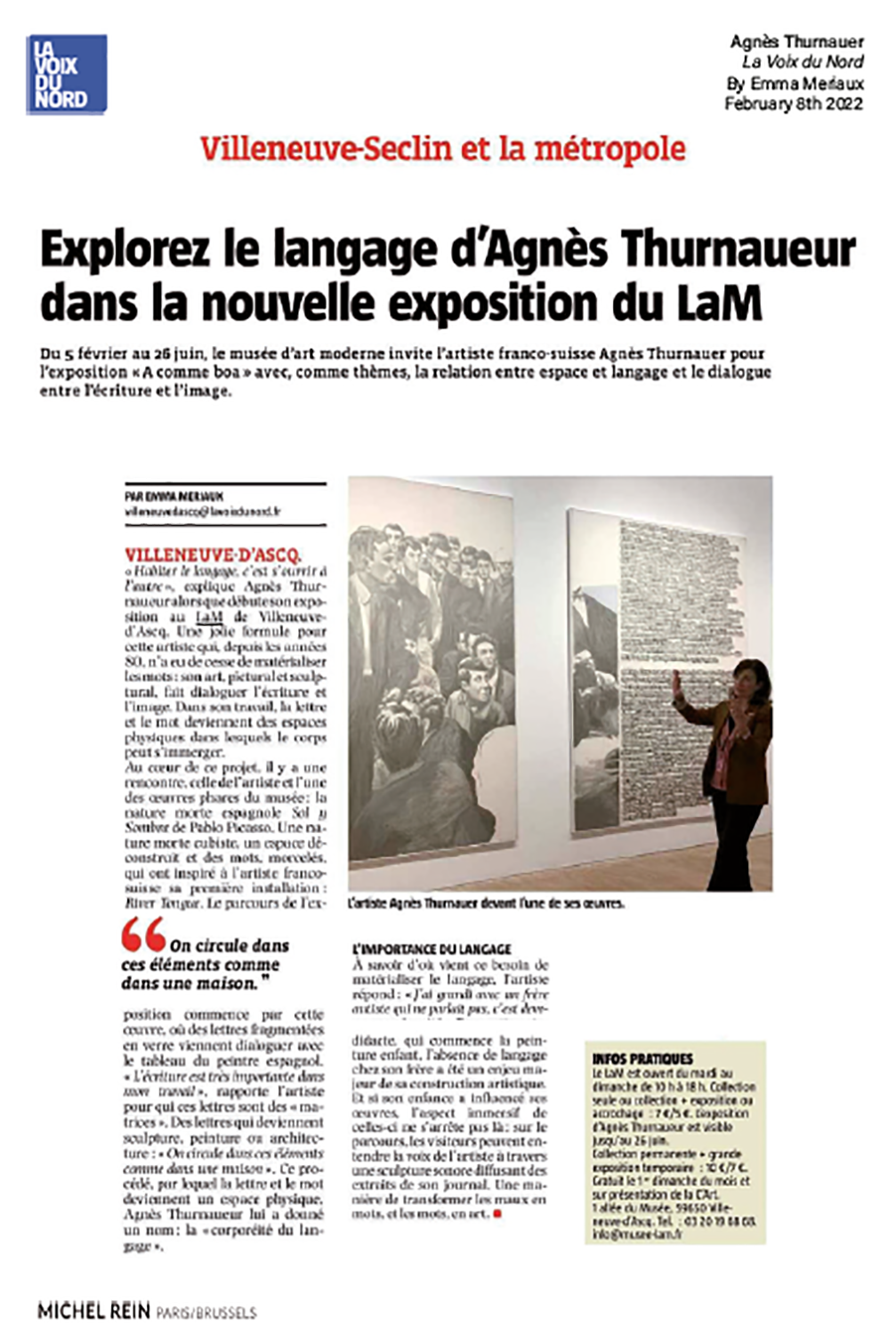 Explorez le language d'Agnès Thurnauer dans la nouvelle exposition du LaM - La Voix du Nord